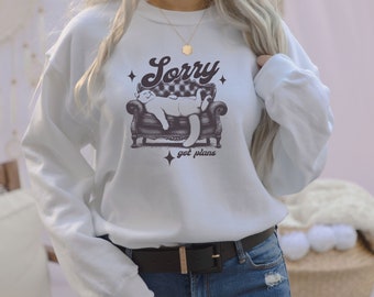 Faules Katzen Sweatshirt, Tut mir leid Got Pläne Top, lustige Katzen Pullover, Schlaf Sweatshirt, Katzen Sweatshirt, Katzen Liebhaber Geschenk, Retro Katzen Pullover, Katzen Geschenke