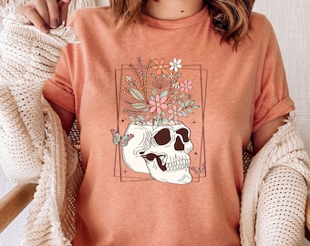 Skull Flower Shirt, Botanical Shirt, Flower Shirt, Funny Plant Tee, Skull t shirt, Plant Mum Gift, Gift For Plant Lover, Gardening Shirt
