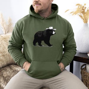 Bear Hat Hoodie, Grizzly Bear Hoodie, Outdoor Hoodie, Adventure Awaits, Nature Lover Gift, Bear Gifts, Wildlife Hoodie, Hiking Hoodie image 3