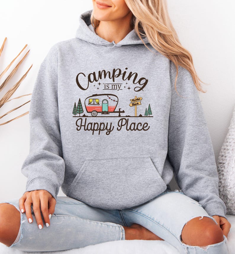 Camp Life Hoodie, Camping Hoodie, Wanderlust Jumper, Campervan Gifts, Hiking Hoodie, Camping Gift, Outdoors Hoodie, Happy Camper Hoodie image 3