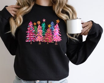 Christmas Sweatshirt, Pink Christmas, Christmas Tree,Funny Christmas Gift, Merry Christmas, Womens Christmas, Xmas Sweater, Christmas Gifts