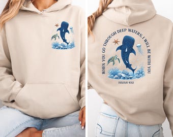 Bluza z kapturem "Głęboka Woda", Bluza z kapturem "Zwierzęta Oceanu", Bluza z kapturem "Werset Biblijny", Bluza z kapturem "Izajasz 43-2", Bluza z kapturem "Chrześcijańska Bluza", Top z Chrześcijańskimi Cytatami