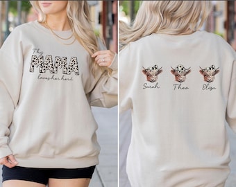 Kuh Mama Sweatshirt, glücklicher Muttertag, benutzerdefinierter Kuhpullover, Highland Kuh Geschenke, Kuhdruck Sweatshirt, Färse Sweatshirt, Bauer Sweatshirt