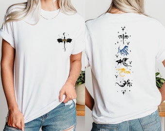 T-Shirt „Vierter Flügel“, Drachenreiter-T-Shirt, Buchliebhaber-T-Shirt, Basgiath-Kriegsakademie, Kriegsakademie-T-Shirt, Geschenke für Leser, Velaris-T-Shirt