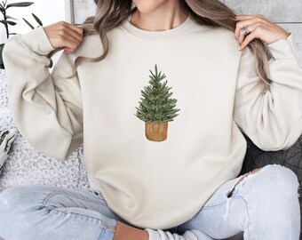 Christmas Tree Sweatshirt, Pine Tree Sweatshirt, Merry and Bright, Womens Christmas, Christmas Eve Gift, Christmas Party, Merry Christmas