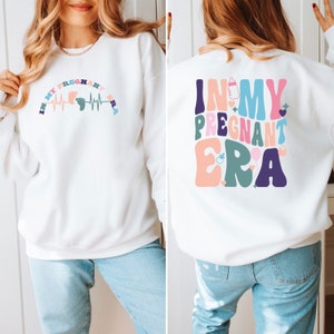 Bluza z nadrukiem Pregnant Era, Bluza ciążowa, Prezenty dla przyszłej mamy, Sweter ciążowy, Ujawnienie ciąży, Ujawnienie płci, Ogłoszenie o dziecku