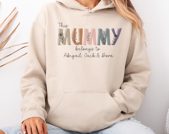 Custom 'This Mummy Belongs To' Hoodie, New Mom Gift, Mothers Day Gifts, Floral Top