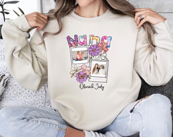 Personalised Nana Photo and Kids Sweatshirt, Grandma Sweater, 80% Cotton Sweatshirt, Mother's Day Gift