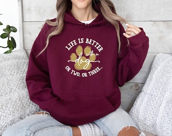 Dog Paw Hoodie, Dog Lover Hoodie, Ringspun Cotton Blend, Cozy Everyday Wear, Dog Walking Pullover