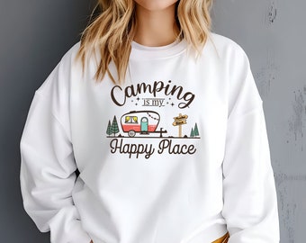 Camping Sweatshirt, Wanderlust Sweater, Campervan Gifts, Hiking Jumper, Vacation Sweatshirt, Adventure Top, Camping Gift, Happy Camper Top
