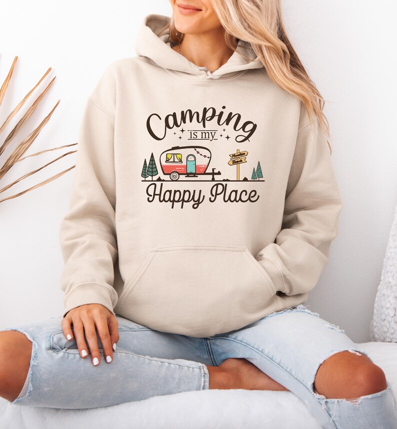 Camp Life Hoodie, Camping Hoodie, Wanderlust Jumper, Campervan Gifts, Hiking Hoodie, Camping Gift, Outdoors Hoodie, Happy Camper Hoodie image 2