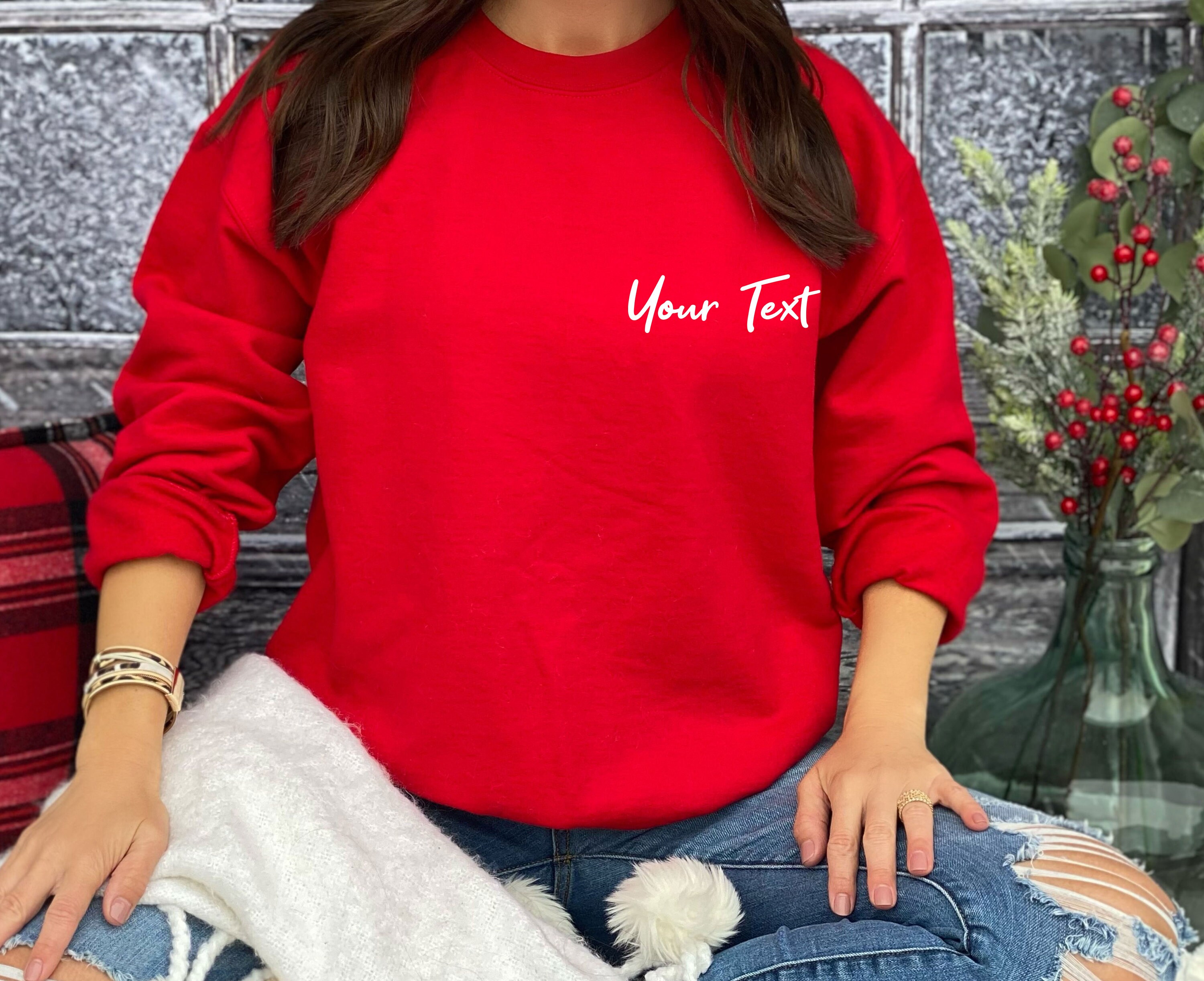 Custom Logo Sweatshirt, Custom Text Sweater, Personalised Jumper ...