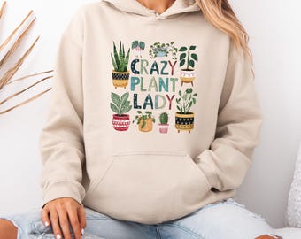 Plant Lady Hoodie, Unisex Softstyle Hoodie, Botanical Cottagecore Jumper, Plant Lover Gift