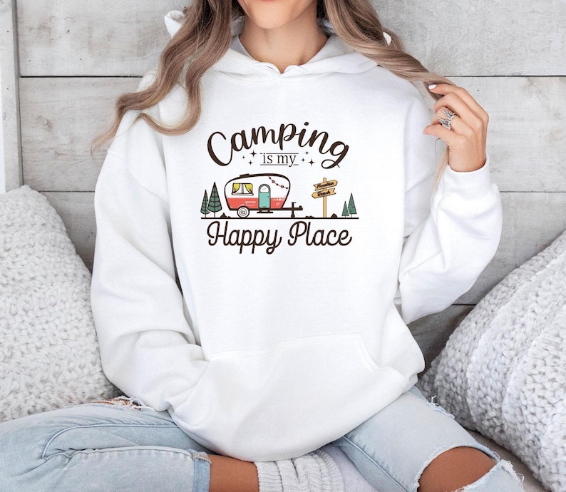 Camp Life Hoodie, Camping Hoodie, Wanderlust Jumper, Campervan Gifts, Hiking Hoodie, Camping Gift, Outdoors Hoodie, Happy Camper Hoodie image 1