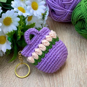 Floral Crochet Bag Keychain PDF Pattern – Mini Tulip Purse Keyring Tutorial (Digital Download) image 7