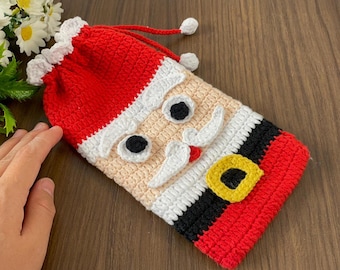Crochet Santa Bag PDF Pattern, Holiday Bottle Cover (Digital Download)