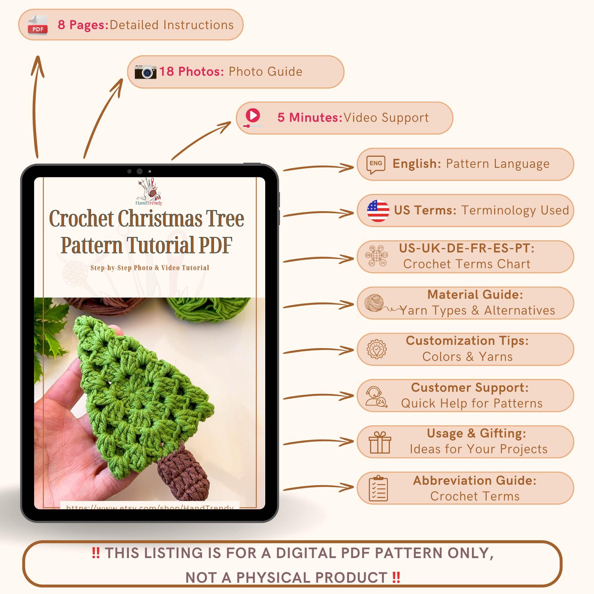 Christmas Tree Pattern PDF – Easy Holiday DIY Crochet Tutorial - Etsy