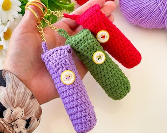 Crochet Lip Balm Holder Pattern, Makeup Keychain Case (PDF Pattern)