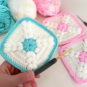 Crochet Granny Square Motif Pattern - Easy Puff Stitch Pattern - Baby Crochet Pattern