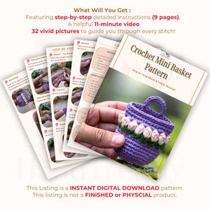 Floral Crochet Bag Keychain PDF Pattern – Mini Tulip Purse Keyring Tutorial (Digital Download) image 10