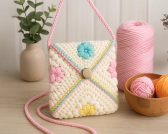 Crochet Floral Envelope Bag PDF Pattern – DIY Crossbody Purse