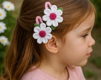 Floral Crochet Hair Snap Clips for Girls - Baby Hair Barrettes Pattern