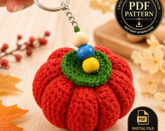 Halloween Kürbis Schlüsselanhänger häkeln - Easy Crochet (PDF-Muster)