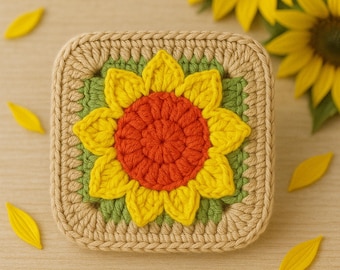 Sunflower Square Crochet Blanket Pattern – Beginner Friendly (PDF Pattern)