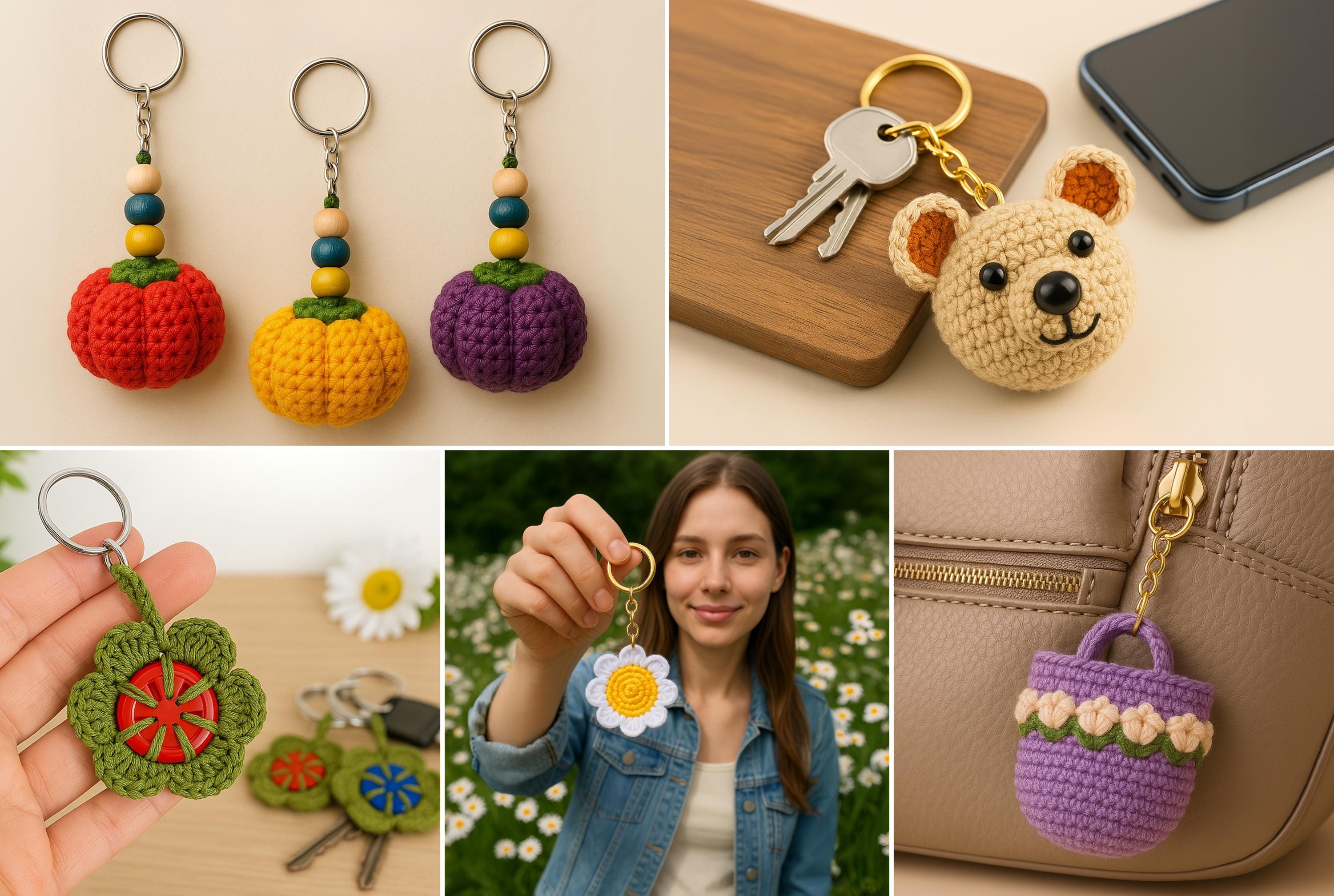 Crochet initial keychain - Etsy 日本