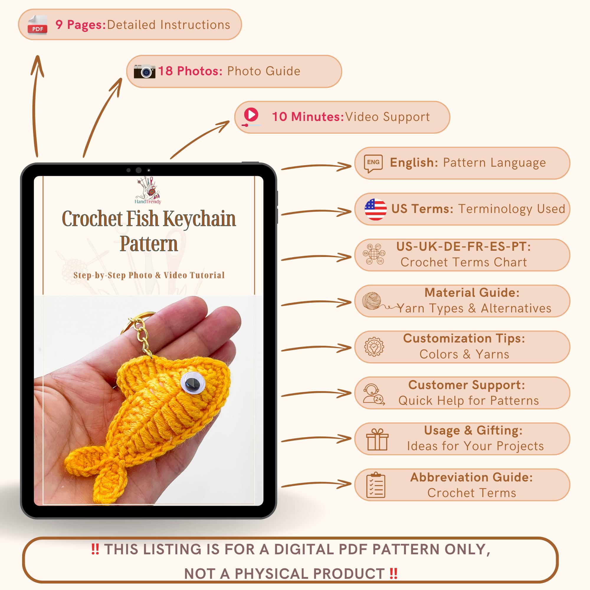 Fish Keychain Pattern Crochet Fish Keychain Pattern PDF – Amigurumi Animal Keyring DIY ...