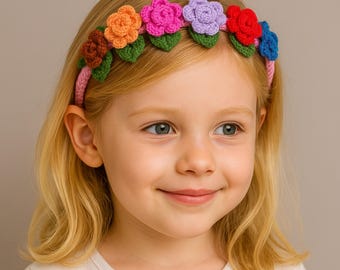 Crochet Rose Headband Pattern – Flower Hair Bow Clip (PDF Pattern)