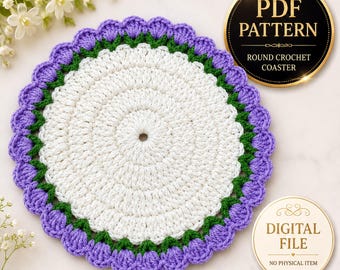 Crochet Flower Coaster Pattern – Modern Mug Rug DIY (PDF)