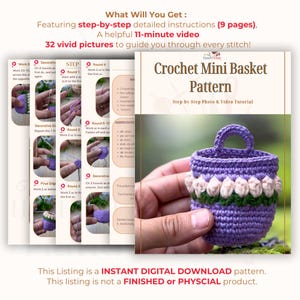 Floral Crochet Bag Keychain PDF Pattern – Mini Tulip Purse Keyring Tutorial (Digital Download) image 9