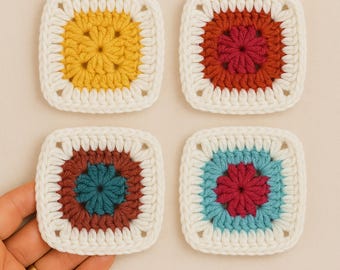 Two Color Solid Granny Square Crochet Pattern PDF for Beginners, Easy Crochet Motif Tutorial, DIY Blanket Patch, Instant Download Pattern