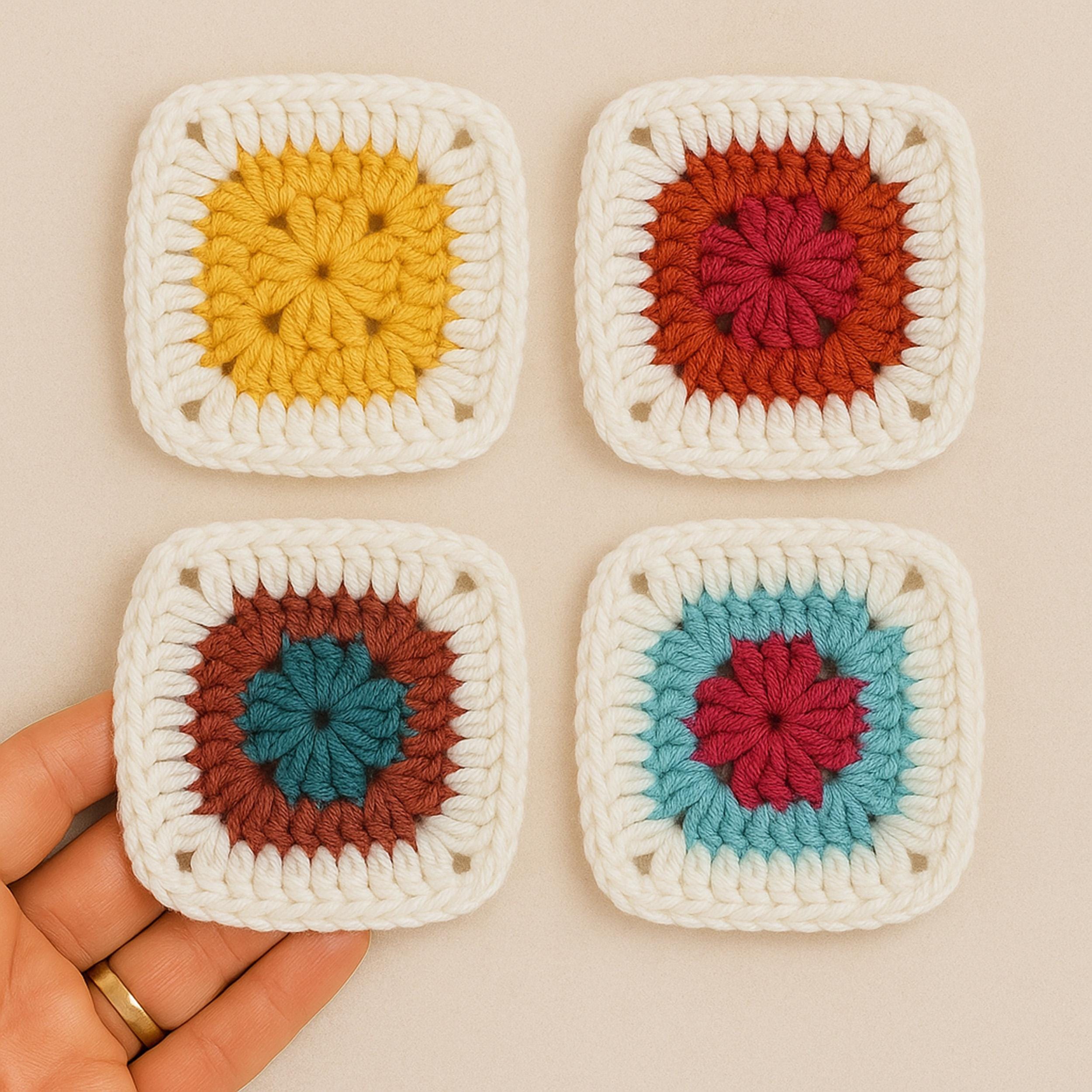 Two Color Solid Granny Square Crochet Pattern PDF for Beginners, Easy Crochet Motif Tutorial, DIY Blanket Patch, Instant Download Pattern