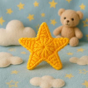 Crochet Star Applique Pattern PDF – Easy DIY Decorative Ornament for Handmade Projects