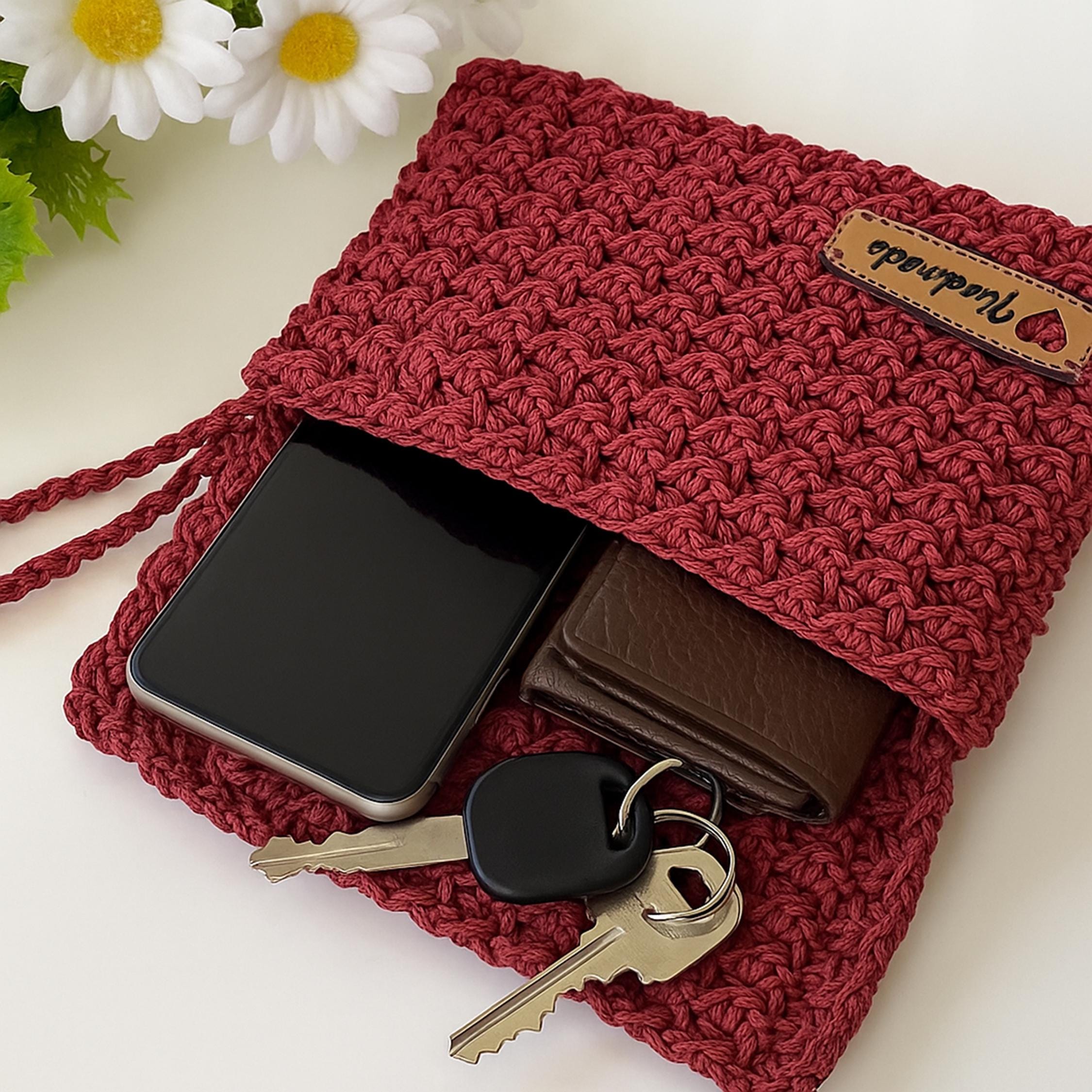 Paper Draw String Wallet Crochet Pouch Pattern PDF Wallet Organizer Drawstring Phone Card Coin ...