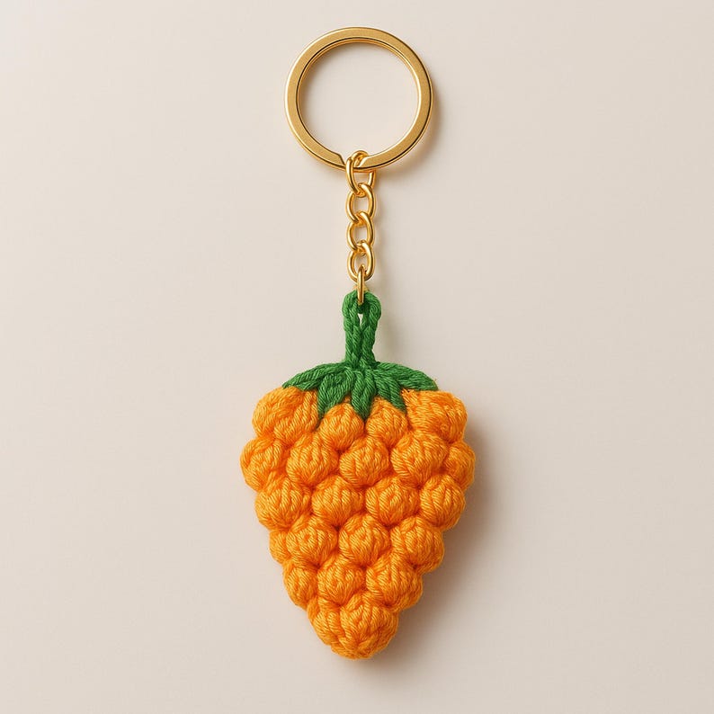 Crochet Berry Keychain PDF Pattern, Amigurumi Strawberry Keyring DIY ...