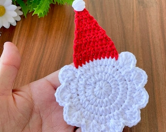 Crochet Santa Hat Coaster Pattern, Holiday Home Decor (PDF Pattern)