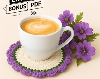 Crochet Flower Coaster Pattern – Modern Mug Rug DIY (PDF)