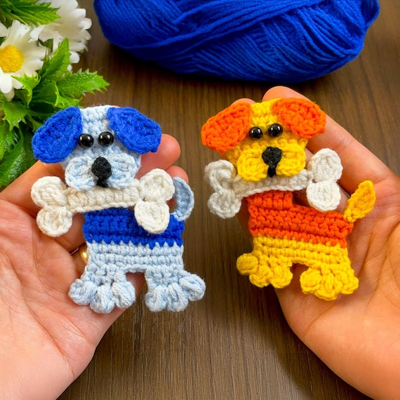 Crochet Dog Keychain Pattern PDF, DIY Puppy Applique Tutorial
