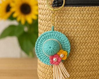 Crochet Mini Hat Pattern - Miniature Vacation Straw Hat - Tiny Crochet Ornaments