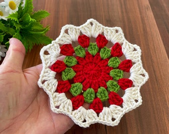 Xmas Crochet Coasters Pattern, Easy Christmas Doily Coasters for Beginners, Crochet Cup Coasters Perfect for Holiday Decor and Gift Giving