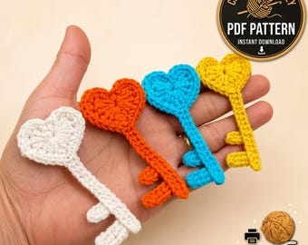 Crochet Heart Key Pattern, Love Applique (PDF Pattern)