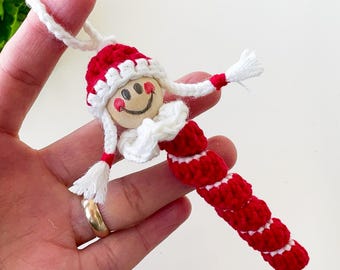 Crochet Santa Caterpillar Ornament, Holiday PDF Pattern