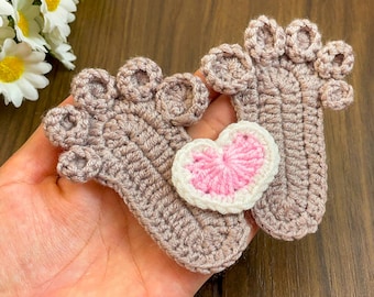 Crochet Baby Feet Applique Pattern PDF, Newborn Footprint Motif Tutorial for Nursery Decor