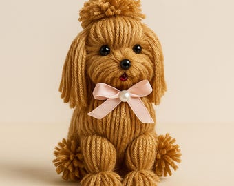 DIY Yarn Dog Pattern, Easy Yarn Craft Tutorial for Adorable Handmade Dog Decoration Figures, Great Gift Idea for Crafters
