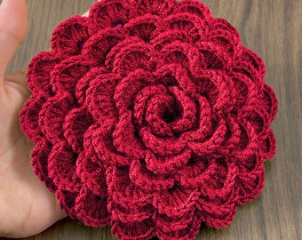 Crochet Rose Succulent Coaster Pattern, Layered Flower Design (PDF Pattern)