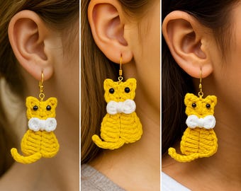 Crochet Cat Earrings Pattern – DIY Micro Crochet Jewelry (Digital Download)