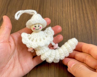 Crochet Caterpillar Angel Keychain PDF Pattern, Amigurumi Bug with Hat & Cape, Cute Guardian Angel Ornament DIY, Handmade Keychain Gift